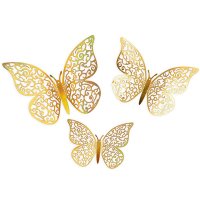 3D Gold Iridescent Adhesive Butterflies 12 pack