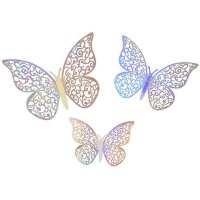 3D Silver Iridescent Adhesive Butterflies 12 pack
