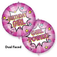 18" Birthday Girl, Girl Power Foil Balloons