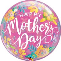 22" Mothers Day Colourful Floral Single Bubble Balloons