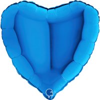 18" Grabo Metallic Blue Heart Foil Balloons