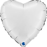 18" Grabo Satin White Heart Foil Balloons