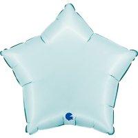 18" Grabo Satin Pastel Blue Star Foil Balloons