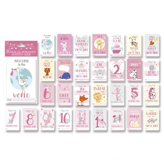 Baby Girl Memorable Moment Cards 30pk - Click Image to Close