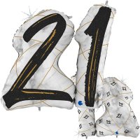 21 Black Marble Mate Shape Number Balloons