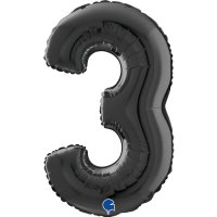 26" Grabo Black Number 3 Shape Balloons
