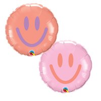 9" Pink & Coral Smiley Face Air Fill Balloons