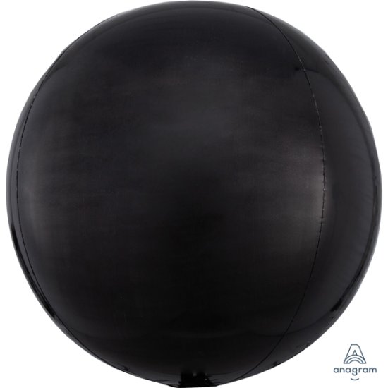 15" Black Colour Orbz Foil Balloons 3pk - Click Image to Close