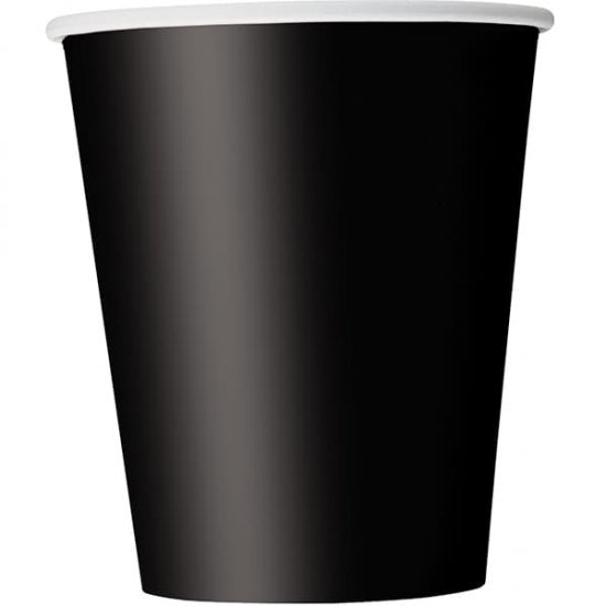 Midnight Black Paper Cups 8pk - Click Image to Close