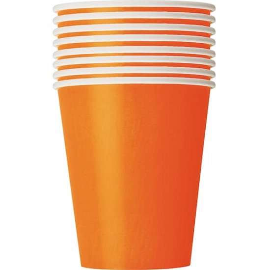 9oz Pumpkin Orange Paper Cups 8pk - Click Image to Close