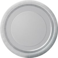 9" Silver Paper Dinner Plates 8pk