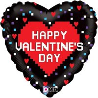 18" Pixel Valentine Holographic Foil Balloons