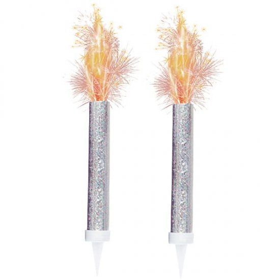 Silver Prismatic Ice Fountain Sparklers 2pk - Click Image to Close