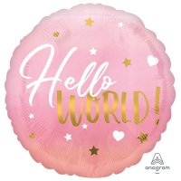 18" Pink Hello World Foil Balloons
