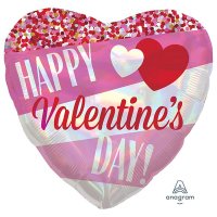 (image for) 18" Happy Valentines Day Holographic Iridescent Foil Balloons