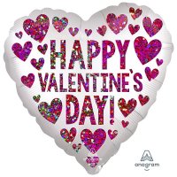 (image for) 18" Satin Happy Valentines Day Sequins Heart Shaped Foil Balloon