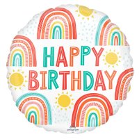 18" Retro Rainbow Happy Birthday Foil Balloons