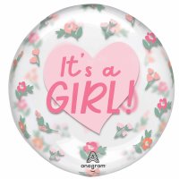 18" Its A Girl Floral Clearz Balloons
