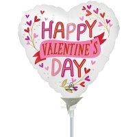 9" Happy Valentines Day Satin Botanicals Air Fill Balloons