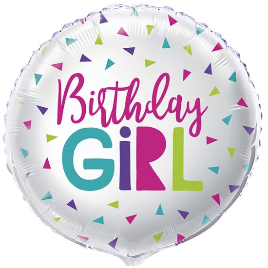 18" Birthday Girl Confetti Foil Balloons - Click Image to Close