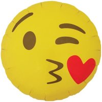 18" Emoticon Kissing Heart Foil Balloons