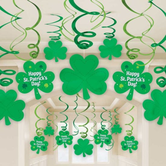 St Patrick's Day Swirl Decorations 30pk - Click Image to Close
