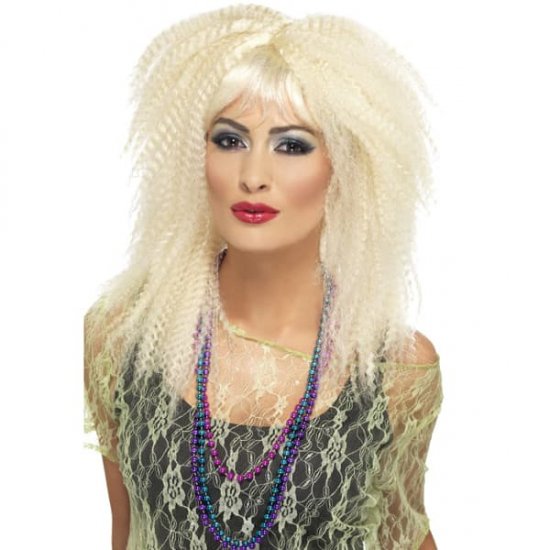 Blonde 80s Trademark Crimp Wig - Click Image to Close