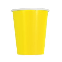 9oz Neon Yellow Paper Cups 8pk