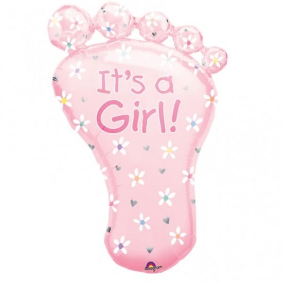Its A Girl Foot Supershape Balloons - Click Image to Close