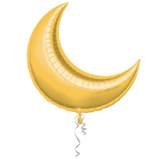 35" Gold Crescent Moon Foil Balloon 3pk - Click Image to Close