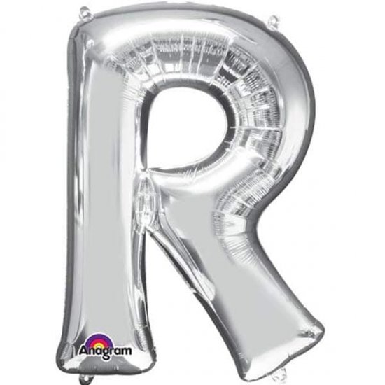 16" R Letter Silver Air Filled Balloons - Click Image to Close
