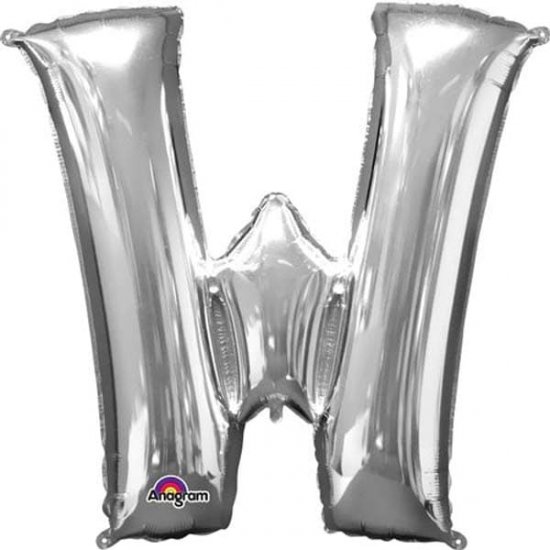 16" W Letter Silver Air Filled Balloons - Click Image to Close