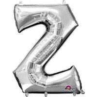 16" Z Letter Silver Air Filled Balloons