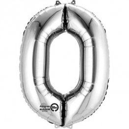 16" Number 0 Silver Air Filled Balloons