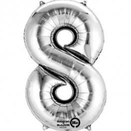 16" Number 8 Silver Air Filled Balloons