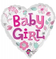 18" Baby Girl Heart Foil Balloons