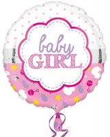 18" Baby Girl Scallop Foil Balloons