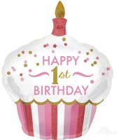 1st Birthday Cupcake Girl Supershape Balloons