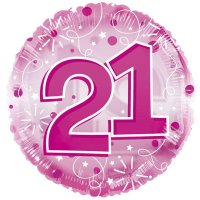 24" Pink Age 21 Birthday Clear View Foil Balloons
