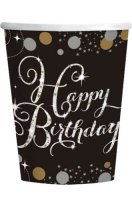 Gold Celebration Happy Birthday Paper Cups 8pk