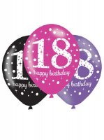 11" Pink Celebration 18th Birthday Latex Balloons 6pk