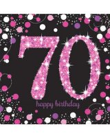 70th Birthday Pink Celebration Napkins 16pk