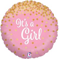 18" Glittering Its A Girl Holographic Foil Balloons