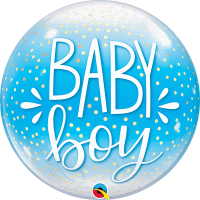 22" Baby Boy Blue & Confetti Dots Single Bubble Balloons