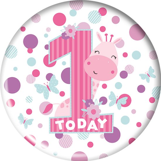 Age 1 Pink Small Badges 6pk - Click Image to Close