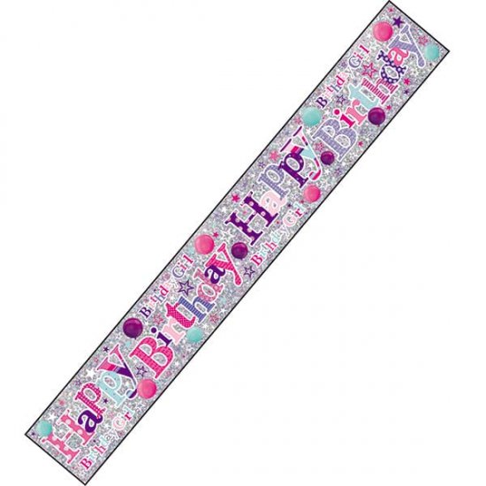 Happy Birthday Girl Holographic Banner - Click Image to Close
