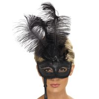 Black Baroque Fantasy Eyemask With Feathers x3