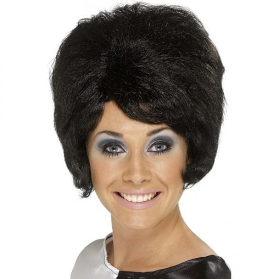 60's Black Beehive Wigs - Click Image to Close