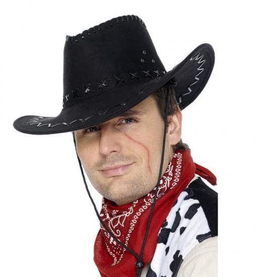 Black Suede Cowboy Hat - Click Image to Close