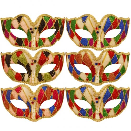Diamond Venetian Eye Masks x1 - Click Image to Close
